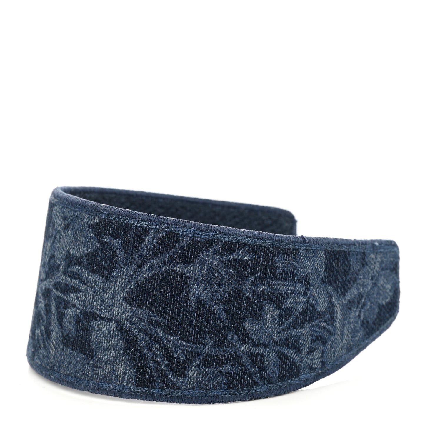 Denim Flowers Embroidered Headband Blue