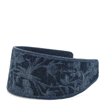 Christian Dior Denim Flowers Embroidered Headband Blue 1 of 8