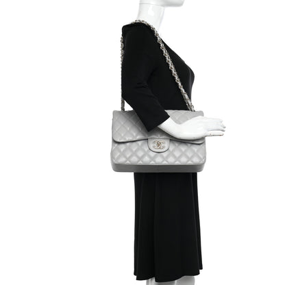 Chanel Caviar Quilted Jumbo Double Flap Grey 2 of 10