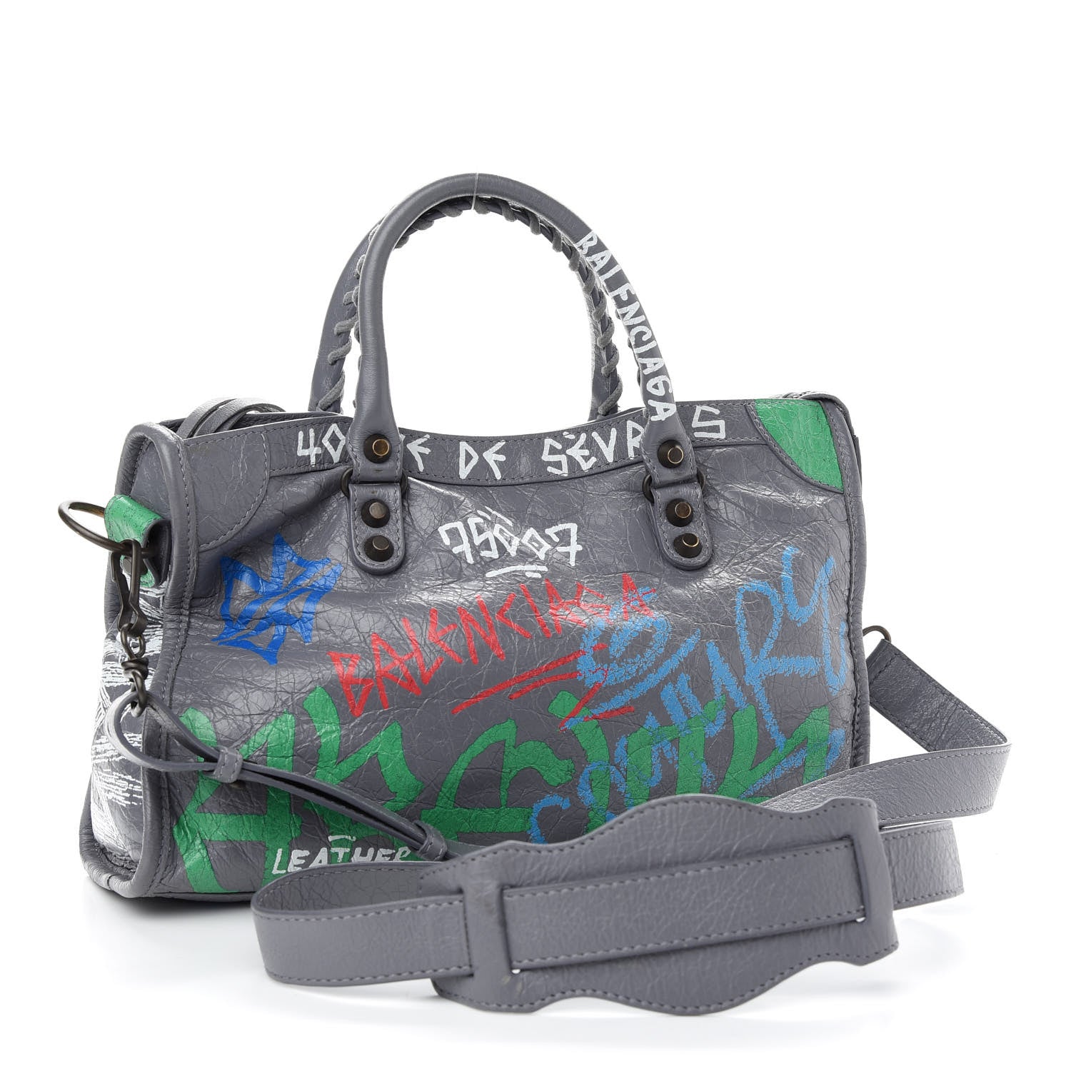 Balenciaga Agneau Graffiti All Over Classic Hardware S City Grey 3 of 11