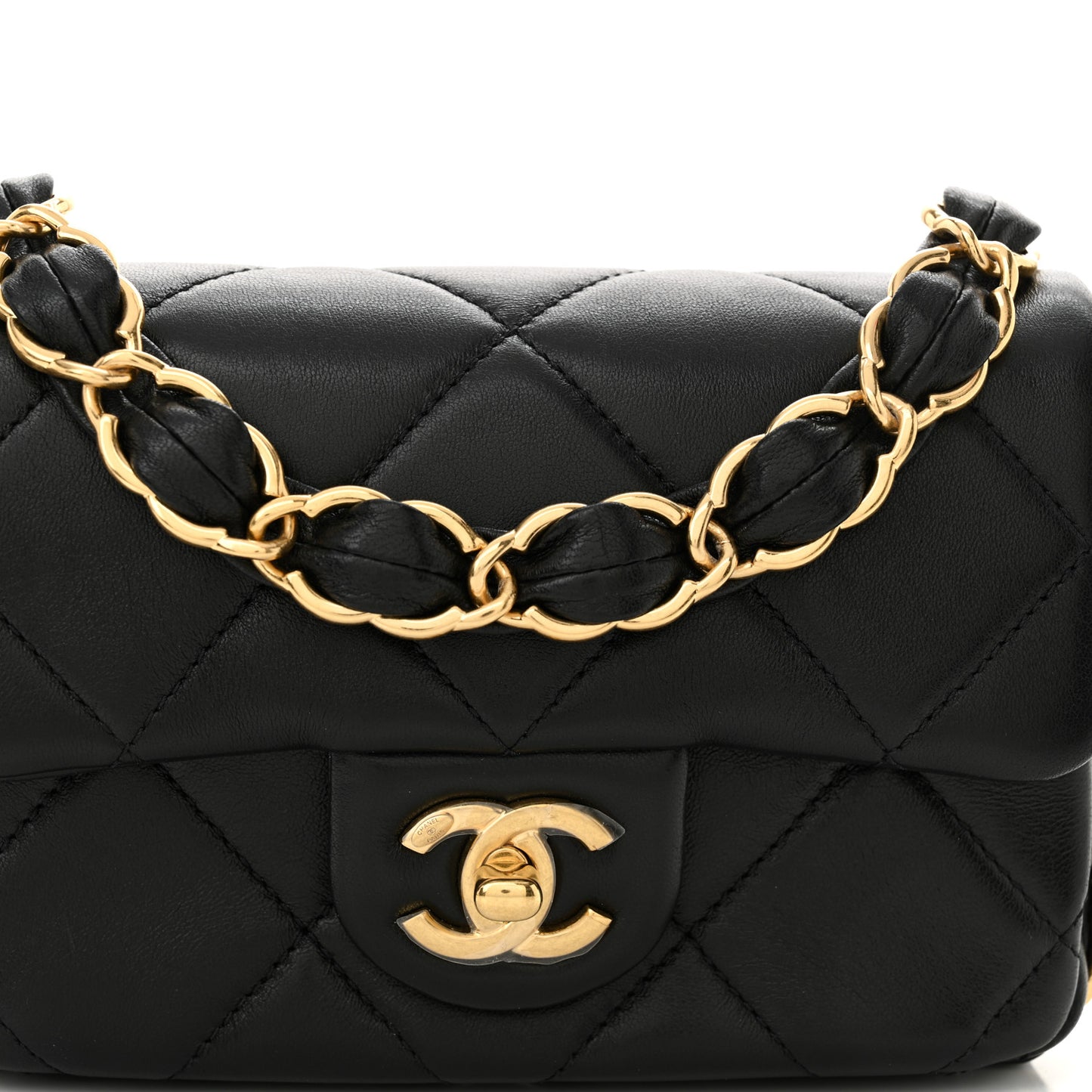 Lambskin Quilted Mini Flap CC Links Flap Black