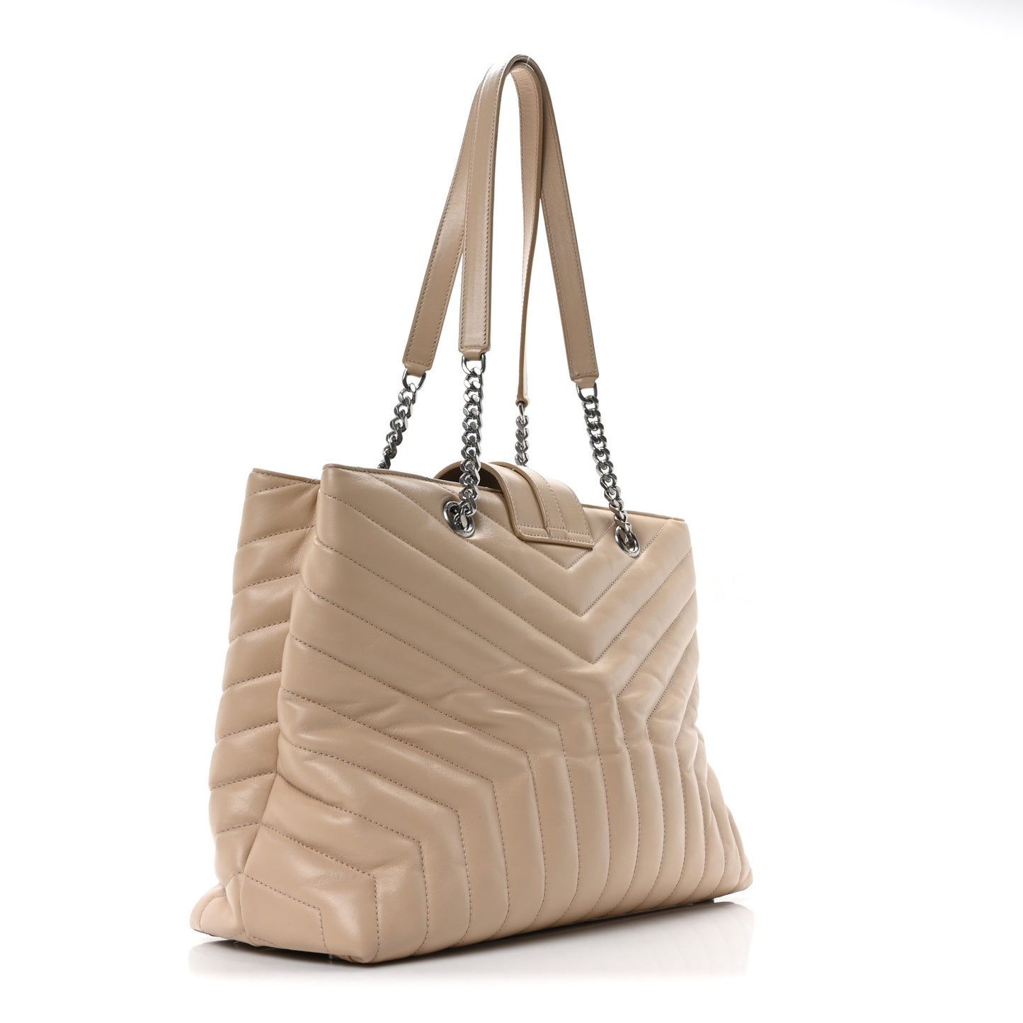 Calfskin Y Quilted Monogram Large Loulou Shopper Nude Powder