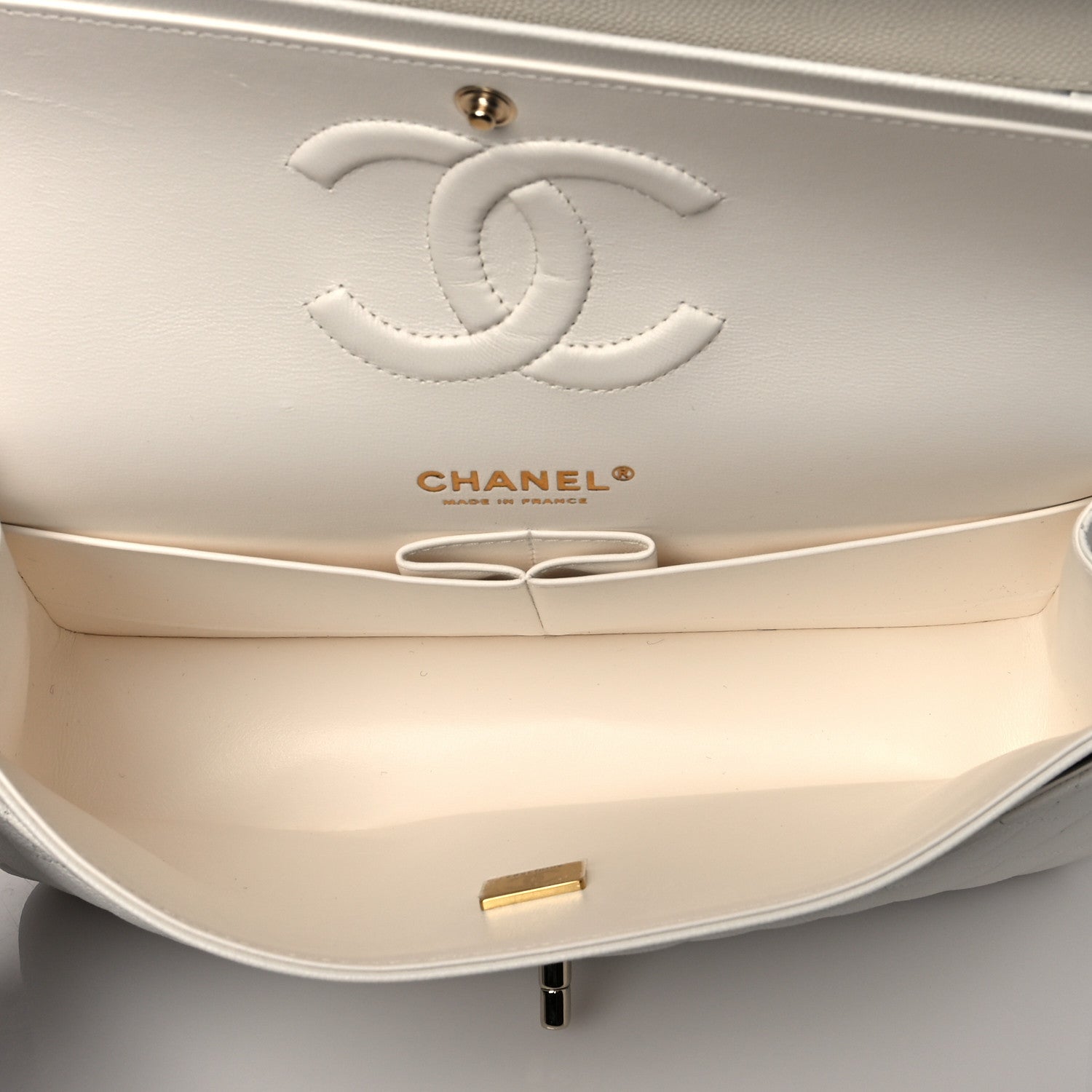 Chanel Caviar Quilted Medium Double Flap White 5 of 10