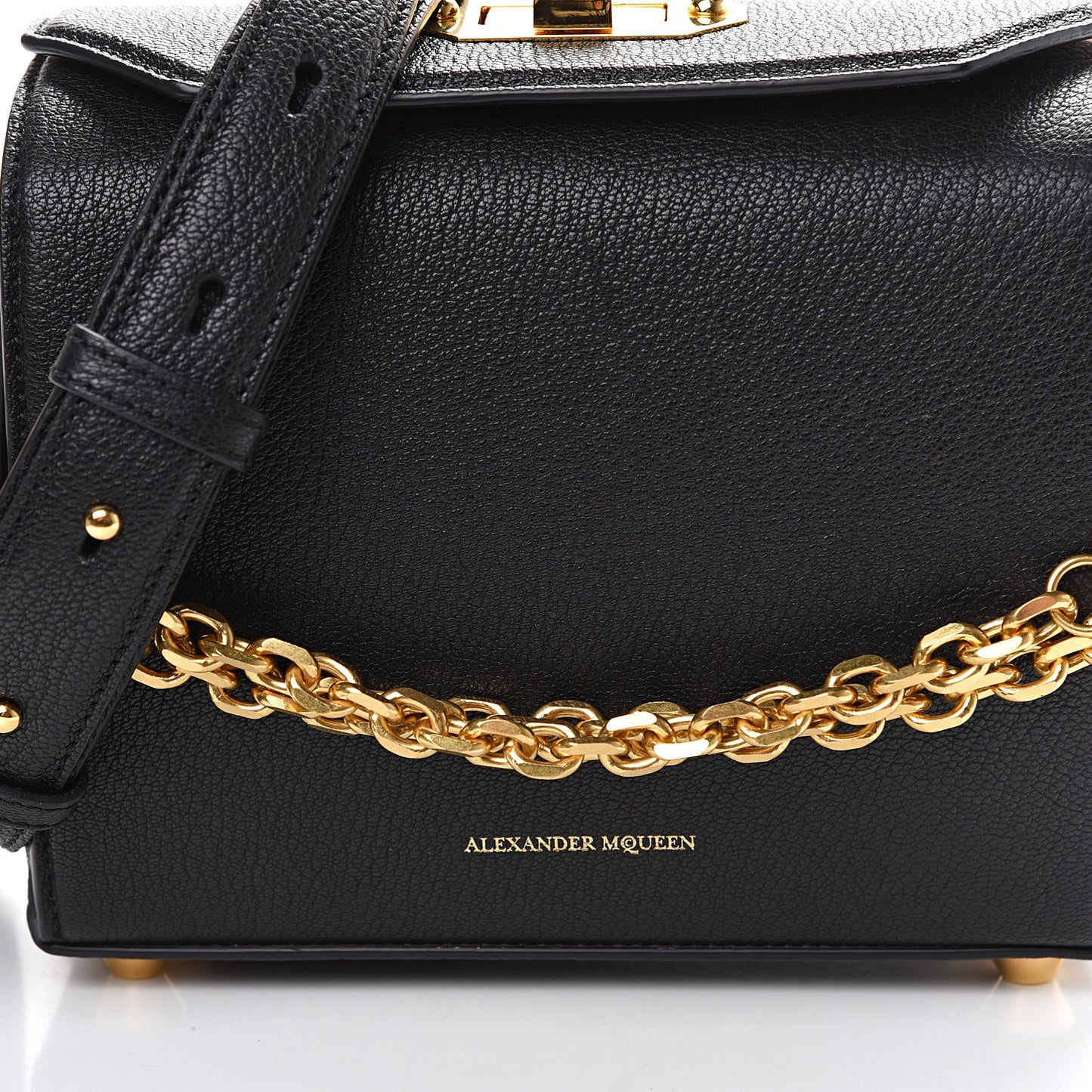 Fine Grain Goatskin Box Shoulder Bag 19 Black