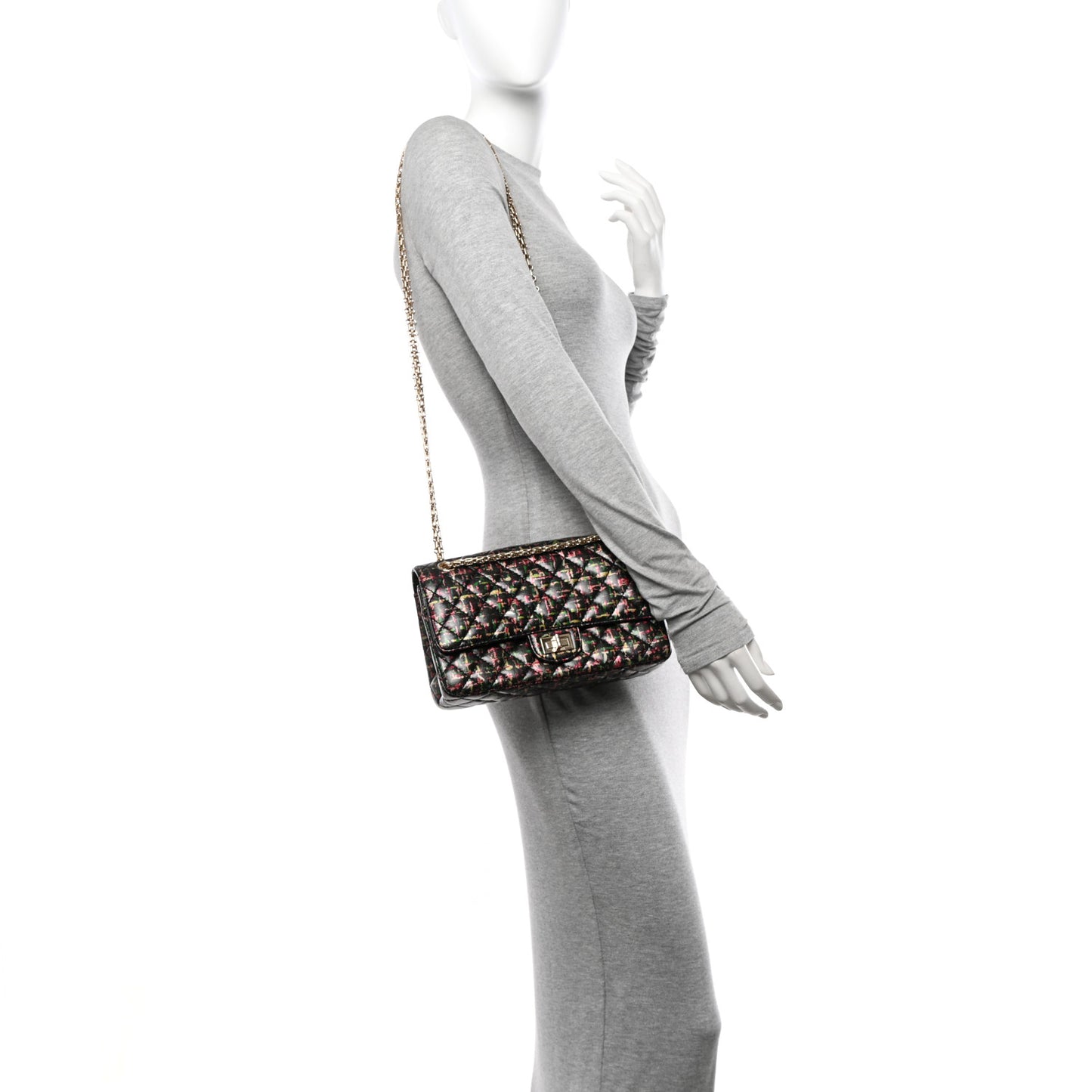 Tweed Printed Lambskin Quilted 2.55 Reissue 225 Flap Multicolor