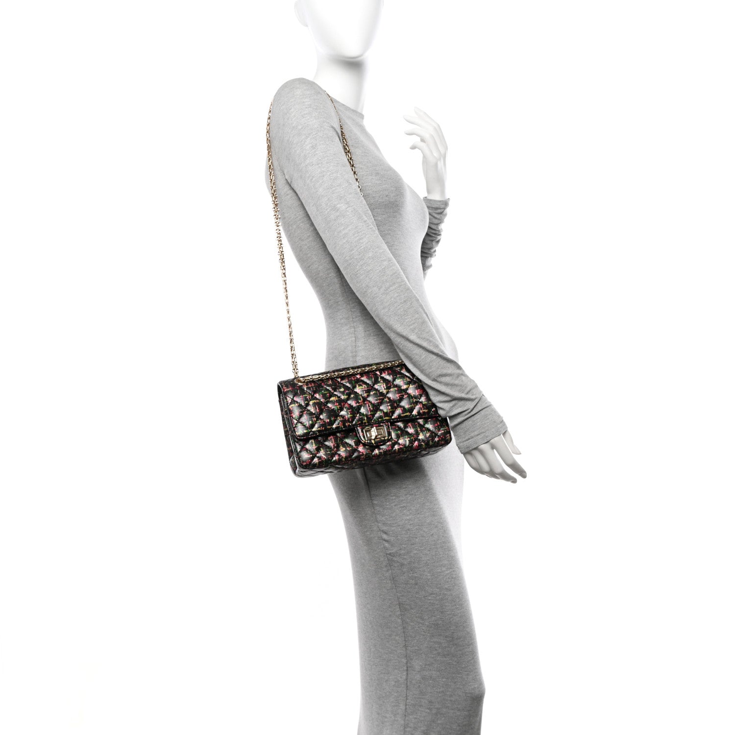 Chanel Tweed Printed Lambskin Quilted 2.55 Reissue 225 Flap Multicolor 2 of 10