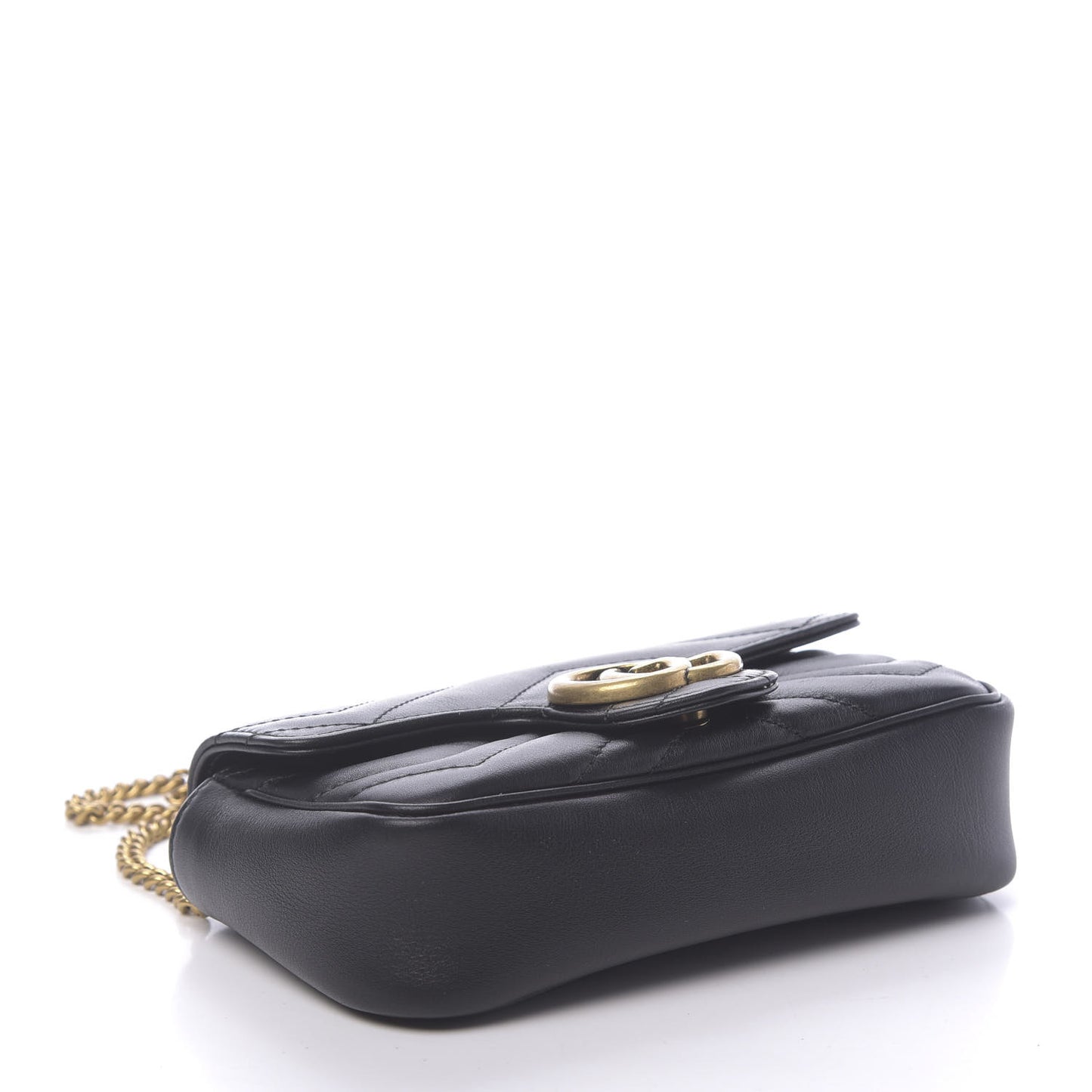Calfskin Matelasse Super Mini GG Marmont Shoulder Bag Black