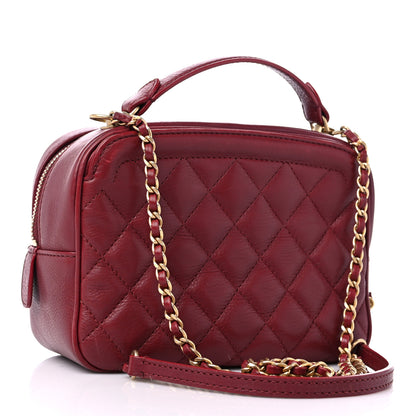 Chanel Calfskin Quilted CC Small Vanity Case Dark Red 3 of 10