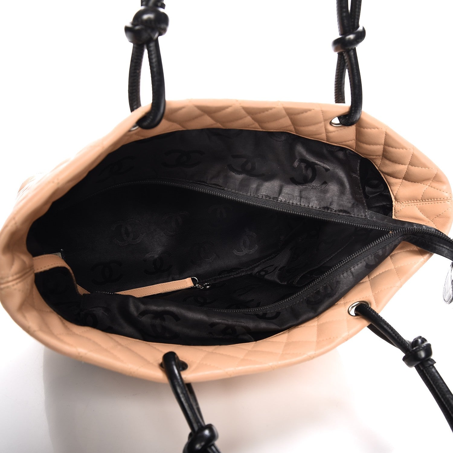 Chanel Calfskin Quilted Large Cambon Tote Beige Black 5 of 14