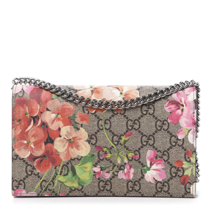 Gucci GG Supreme Monogram Blooms Chain Wallet Beige Multicolor Dry Rose 1 of 10