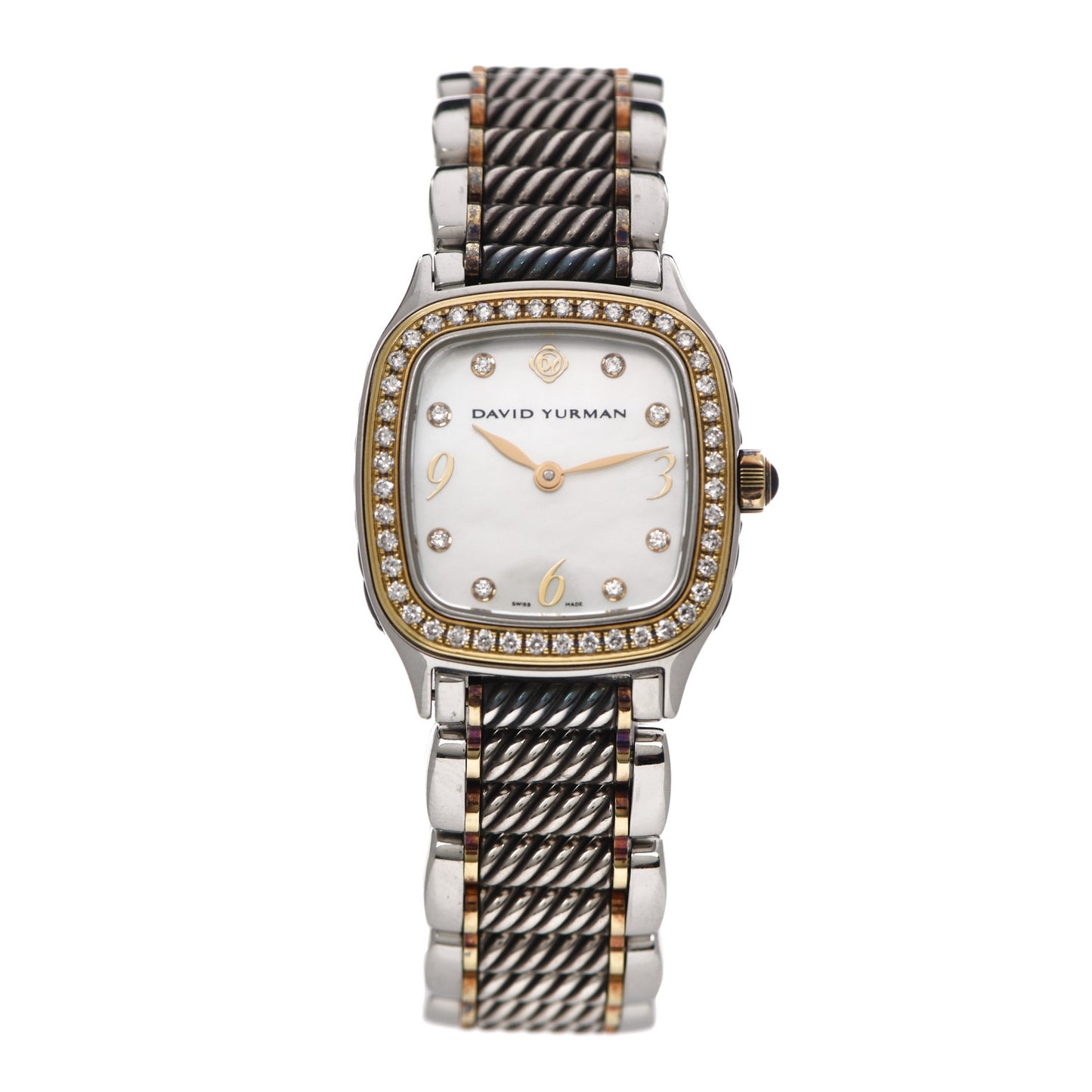 Stainless Steel 18K Yellow Gold Diamond Bezel Mother of Pearl 25mm Thoroughbred Quartz Watch