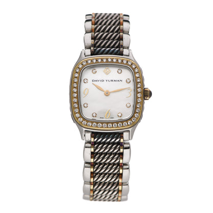 David Yurman Stainless Steel 18K Yellow Gold Diamond Bezel Mother of Pearl 25mm Thoroughbred Quartz Watch 1 of 5