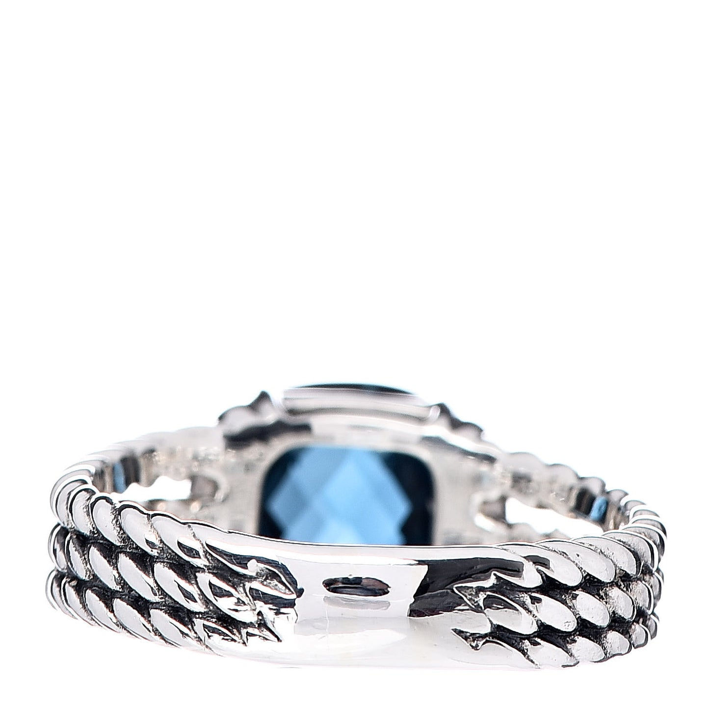 Sterling Silver Diamond Hampton Blue Topaz 10mm Petite Wheaton Ring 56 7.5