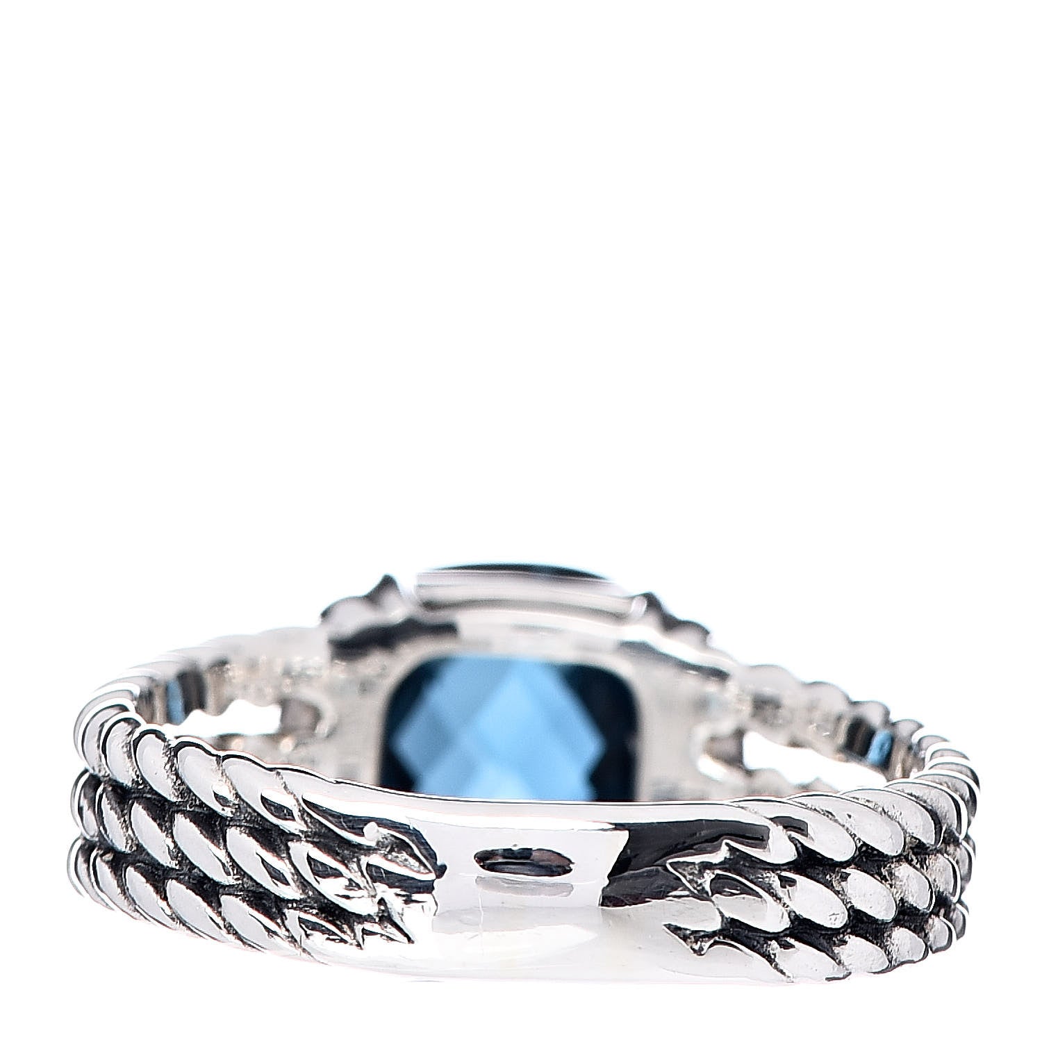 David Yurman Sterling Silver Diamond Hampton Blue Topaz 10mm Petite Wheaton Ring 56 7.5 4 of 5