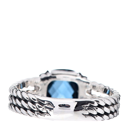 David Yurman Sterling Silver Diamond Hampton Blue Topaz 10mm Petite Wheaton Ring 56 7.5 4 of 5