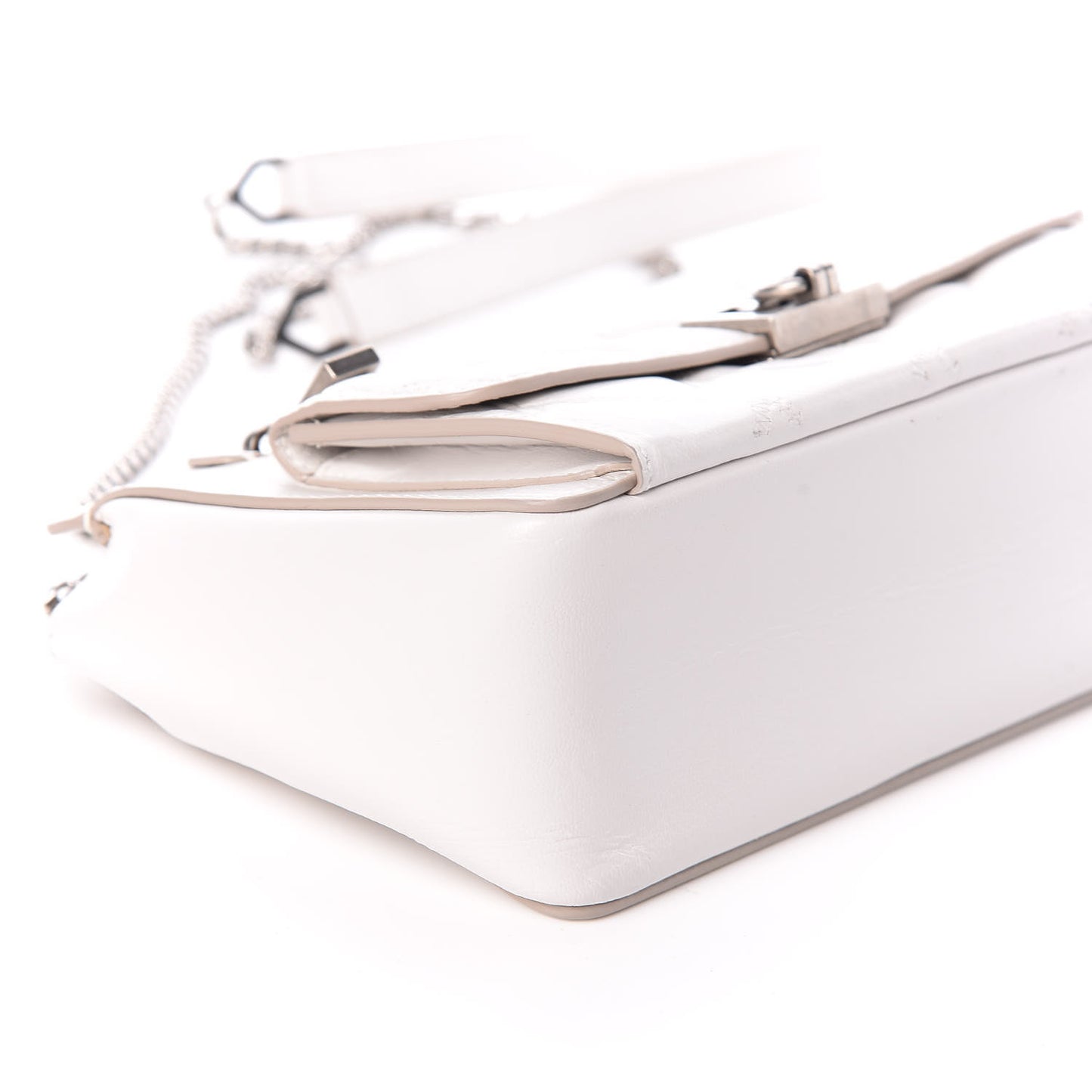 Goatskin Quilted Pocket Crossbody Off White