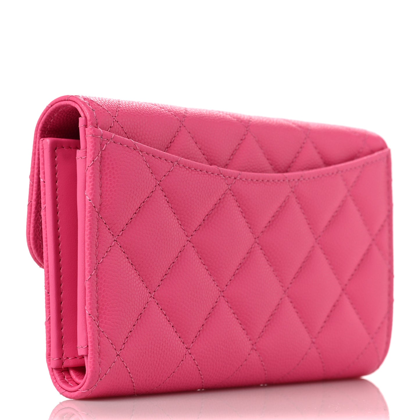 Caviar Quilted Medium Flap Wallet Pink