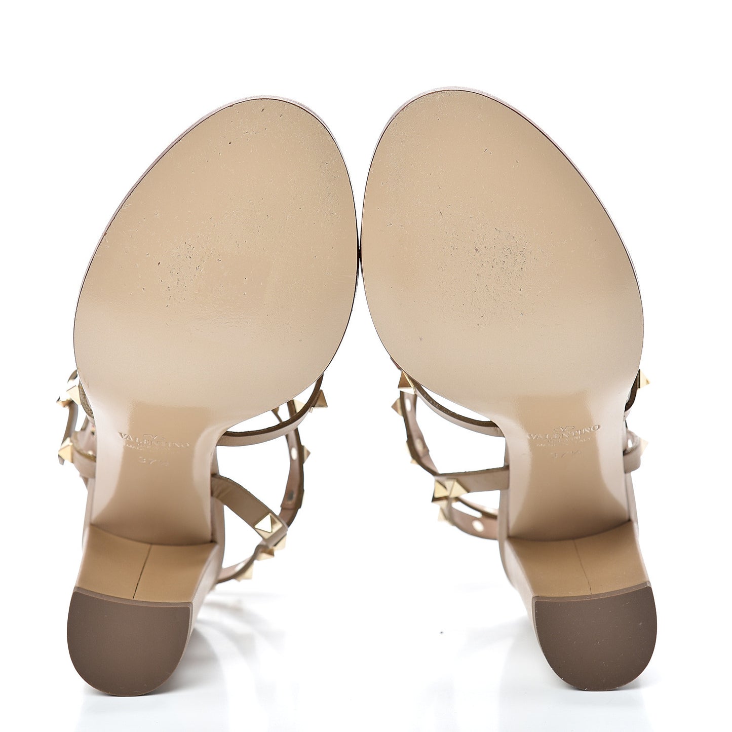 Calfskin Rockstud 90mm City Sandals 37.5 Poudre