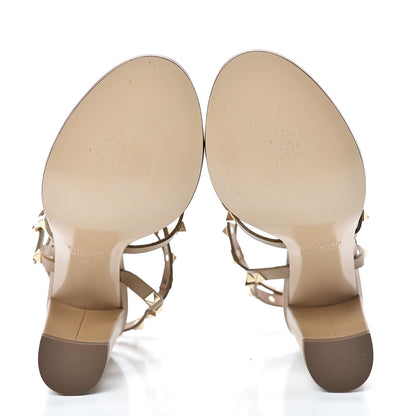 Valentino Garavani Calfskin Rockstud 90mm City Sandals 37.5 Poudre 5 of 14
