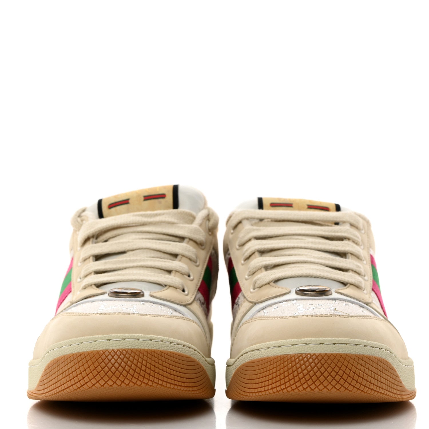 Gucci Lame GG Monogram Nubuck Web Screener Sneakers 40 Gardenia Silver Dusty Milk White 2 of 9