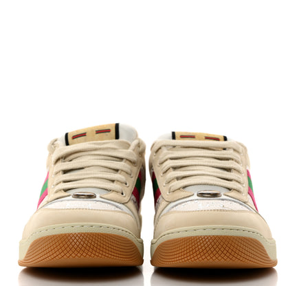Gucci Lame GG Monogram Nubuck Web Screener Sneakers 40 Gardenia Silver Dusty Milk White 2 of 9
