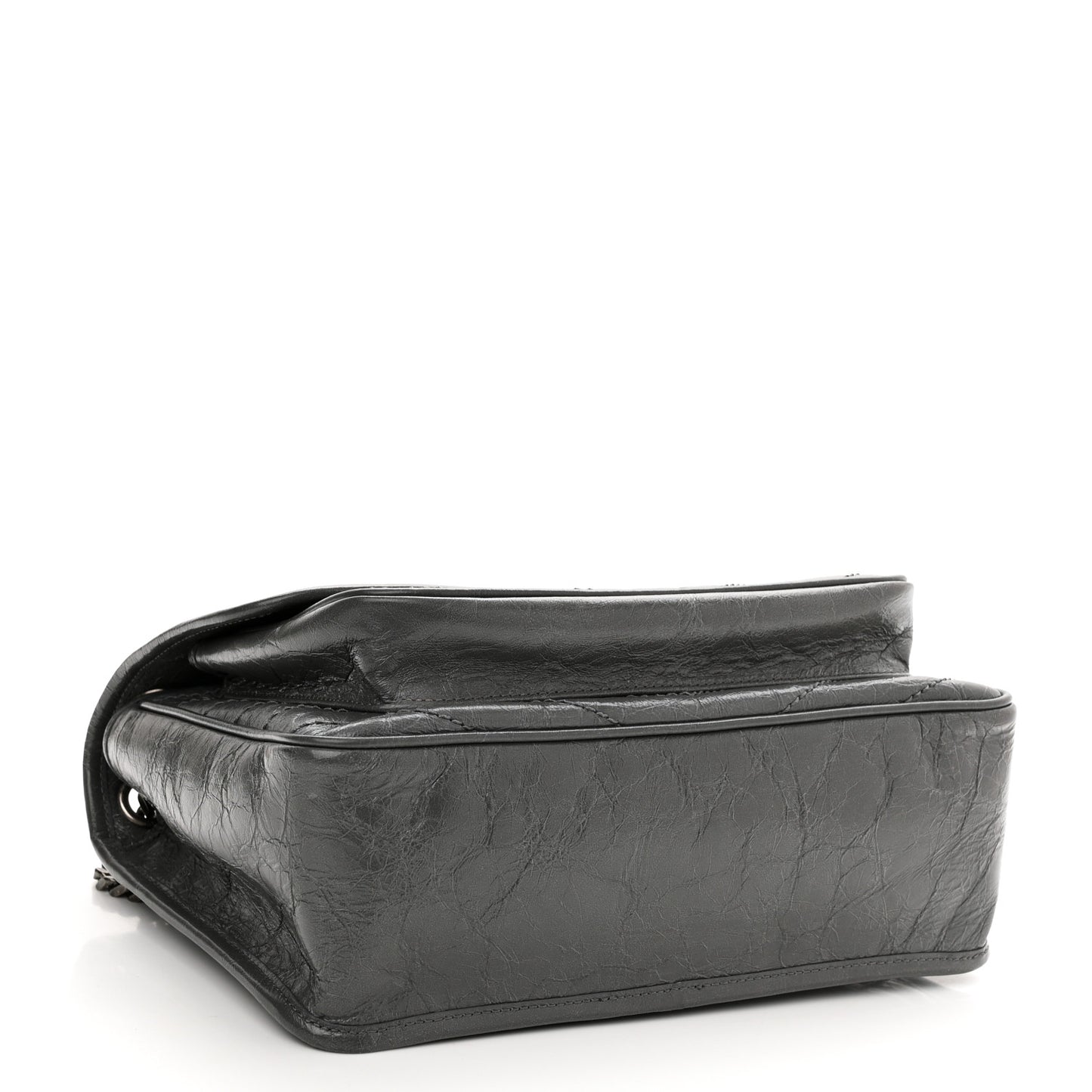 Crinkled Calfskin Matelasse Monogram Medium Niki Chain Satchel Storm