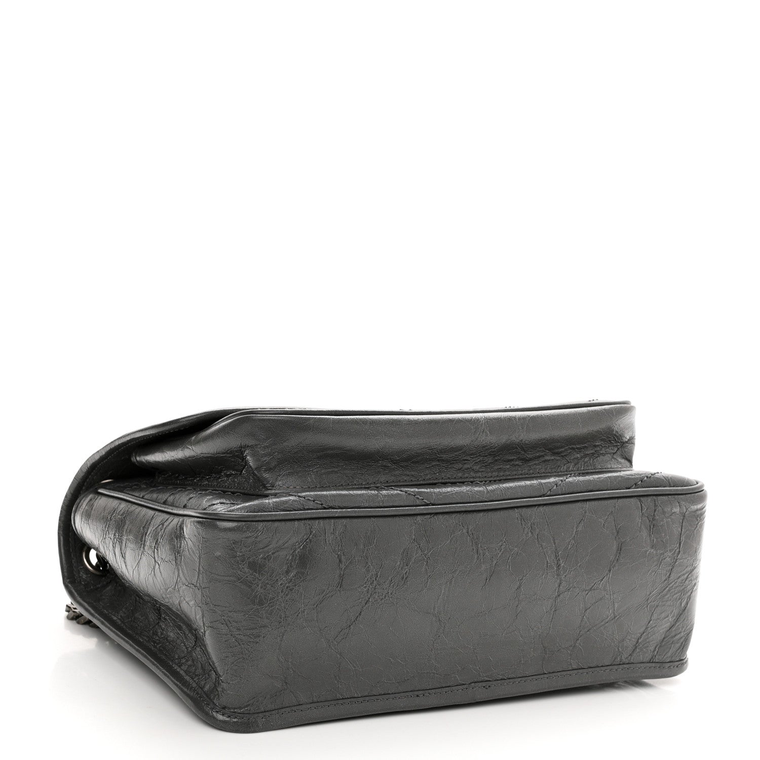 Saint Laurent Crinkled Calfskin Matelasse Monogram Medium Niki Chain Satchel Storm 4 of 10