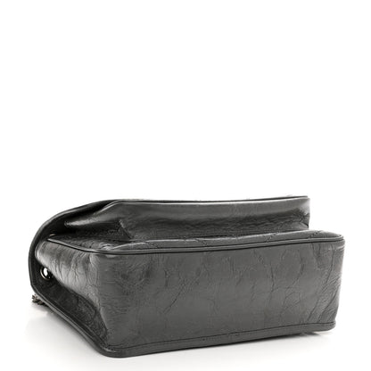 Saint Laurent Crinkled Calfskin Matelasse Monogram Medium Niki Chain Satchel Storm 4 of 10