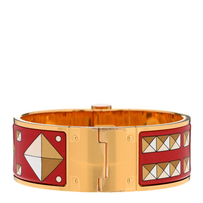Hermes Enamel Printed Wide Colliers De Chiens Hinged Bracelet L La Vie En Rouge 3 of 5
