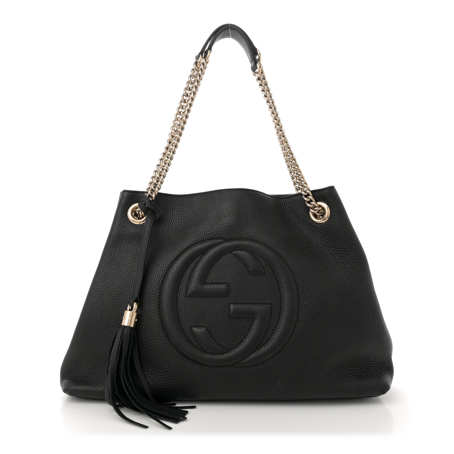 Gucci Pebbled Calfskin Medium Soho Chain Shoulder Bag Black 1 of 12