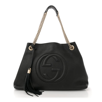 Gucci Pebbled Calfskin Medium Soho Chain Shoulder Bag Black 1 of 12