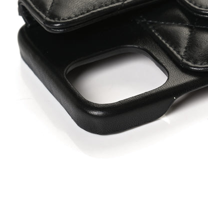 Chanel Lambskin Quilted iPhone XII Pro Case With Chain Black 8 of 12