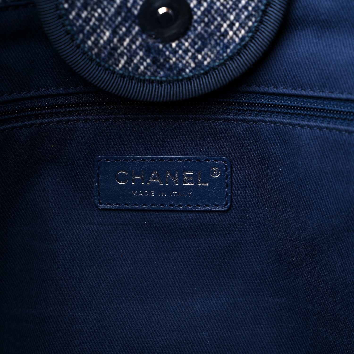 Chanel Mixed Fibers Calfskin Medium Deauville Tote Blue 6 of 11