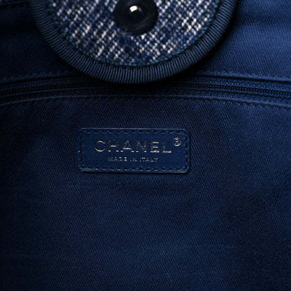 Chanel Mixed Fibers Calfskin Medium Deauville Tote Blue 6 of 11