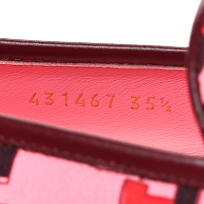 Gucci Betis Glamour Canvas Horsebit Print Womens Jordaan Loafers 35.5 Pink Rosso Ancora 10 of 10