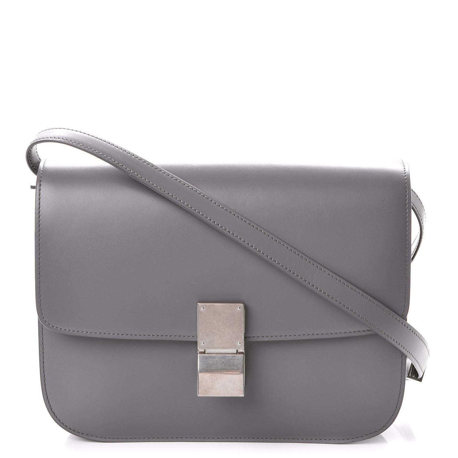 Celine Smooth Calfskin Medium Classic Box Flap Bag Storm 1 of 9