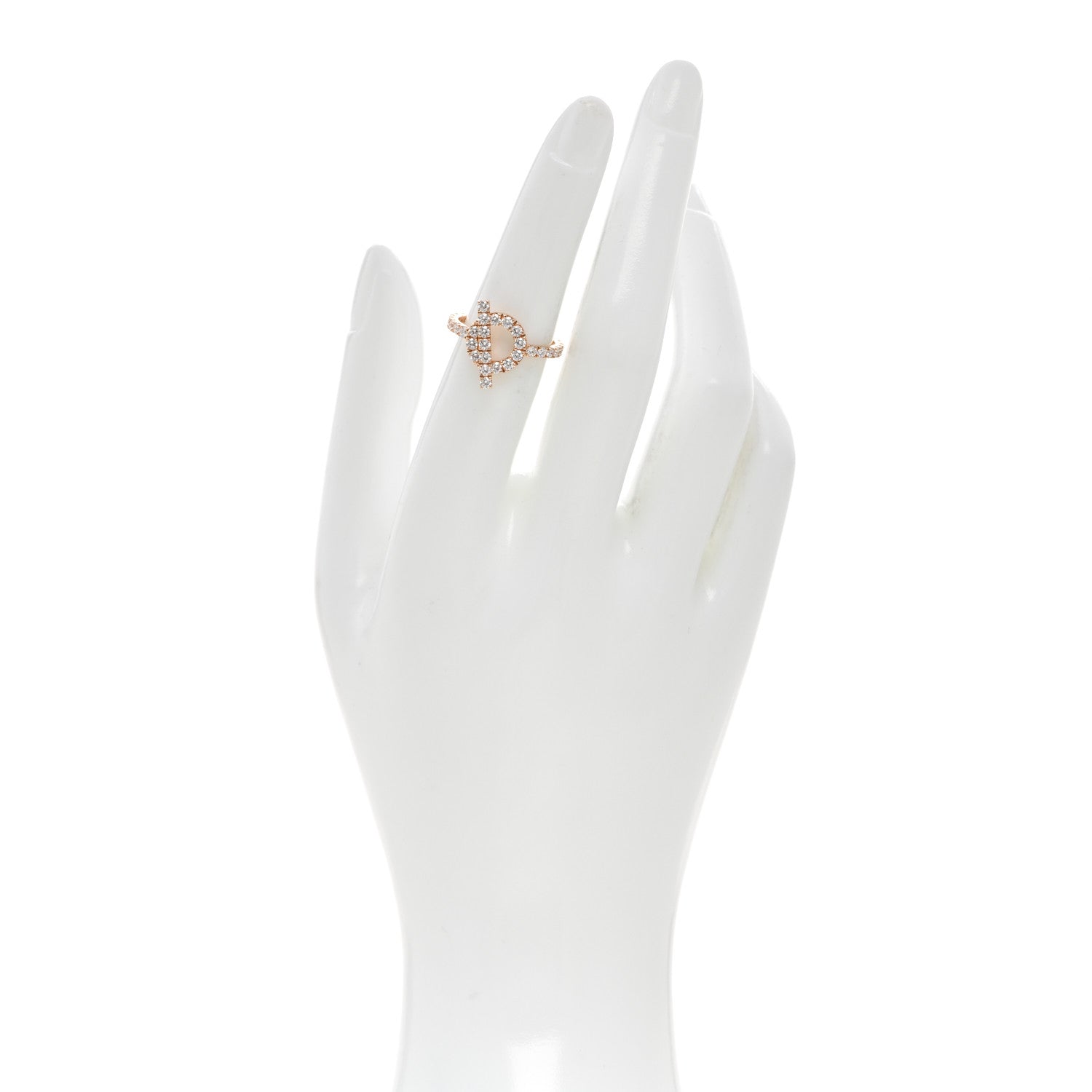 Hermes 18K Rose Gold Diamond Finesse Ring 51 5.75 2 of 5