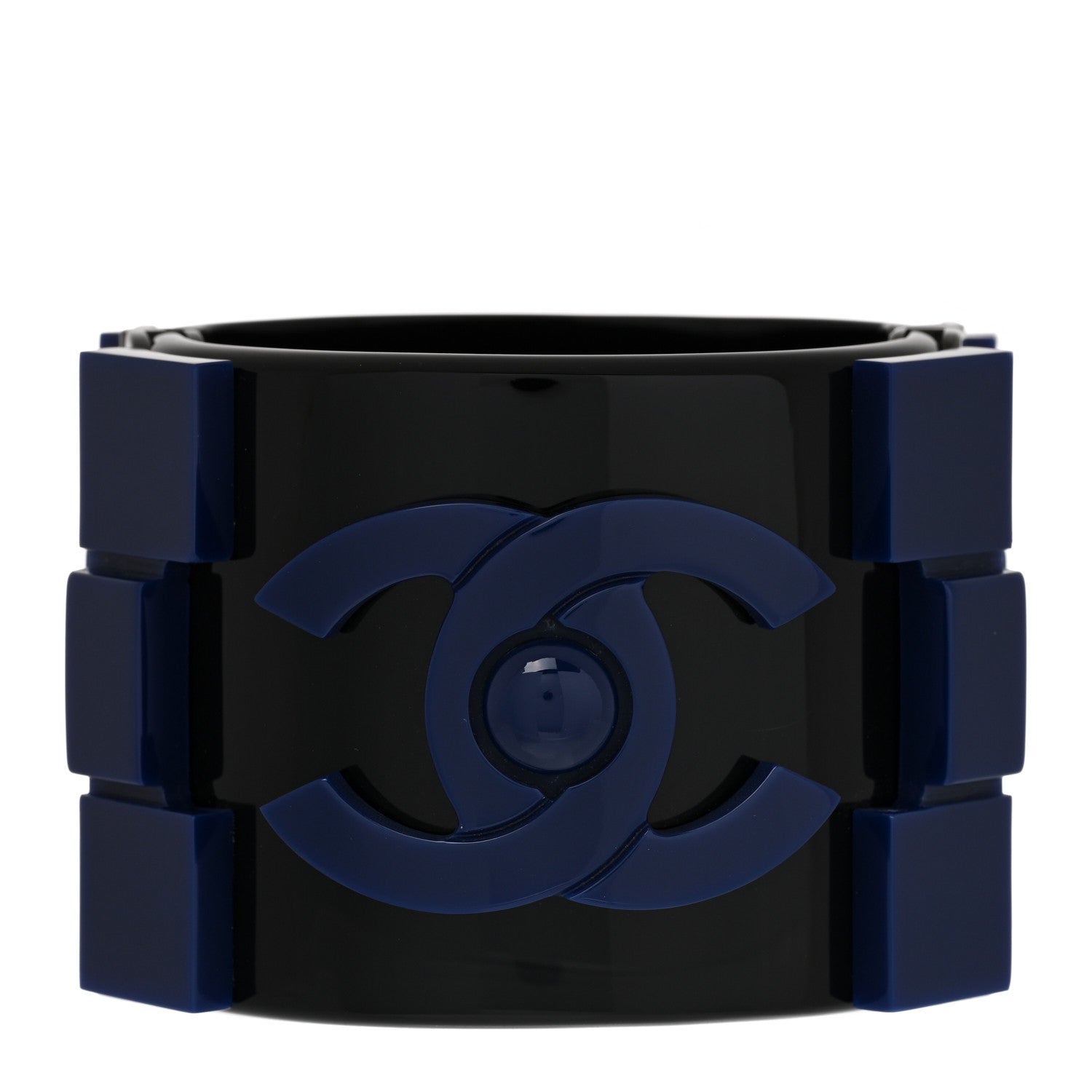 Chanel Plexiglass Lego Boy Cuff Black Blue 1 of 5