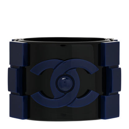 Chanel Plexiglass Lego Boy Cuff Black Blue 1 of 5