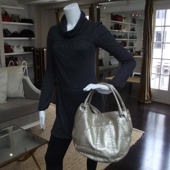 Metallic Leather Woven Hobo