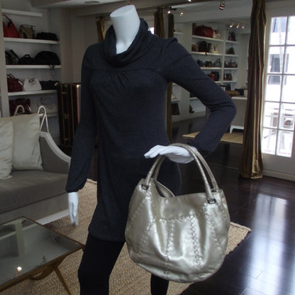 Bottega Veneta Metallic Leather Woven Hobo 2 of 10