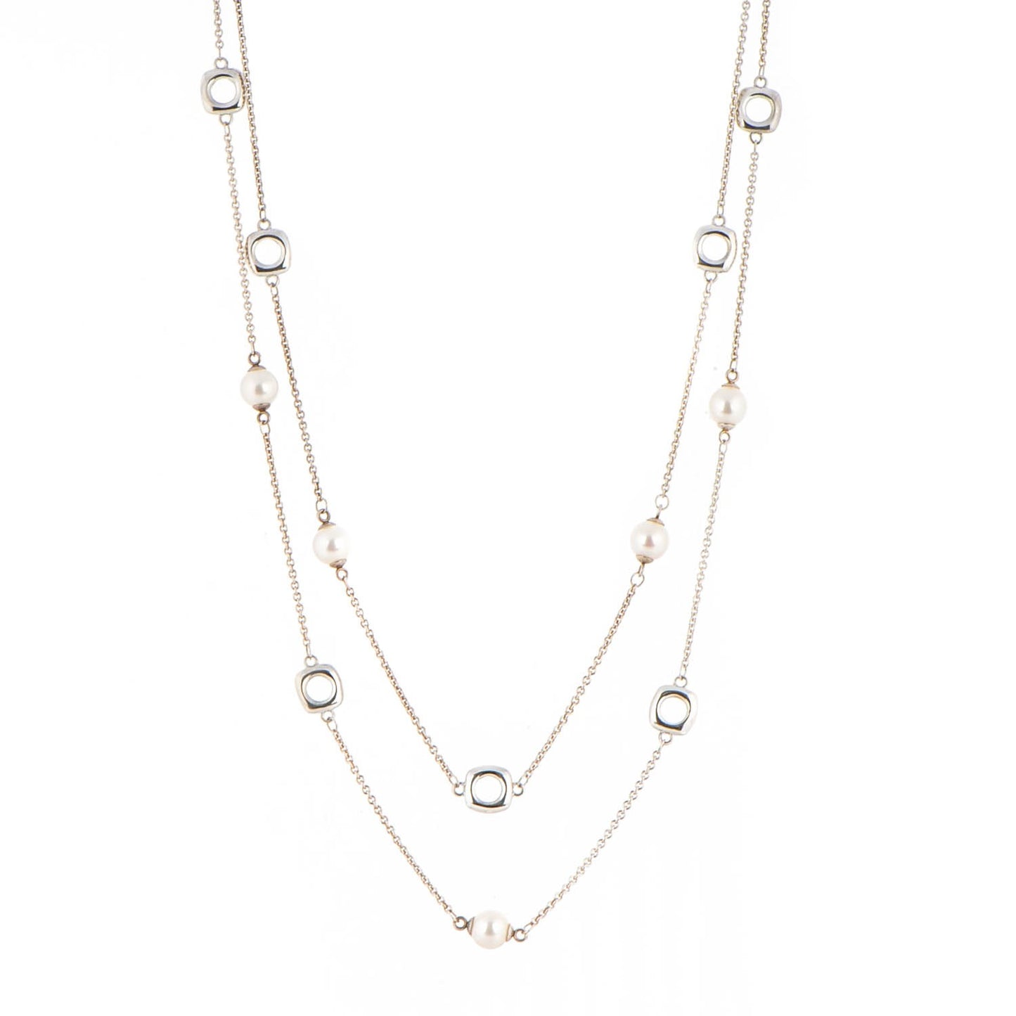 Sterling Silver Pearl 7mm Long Necklace