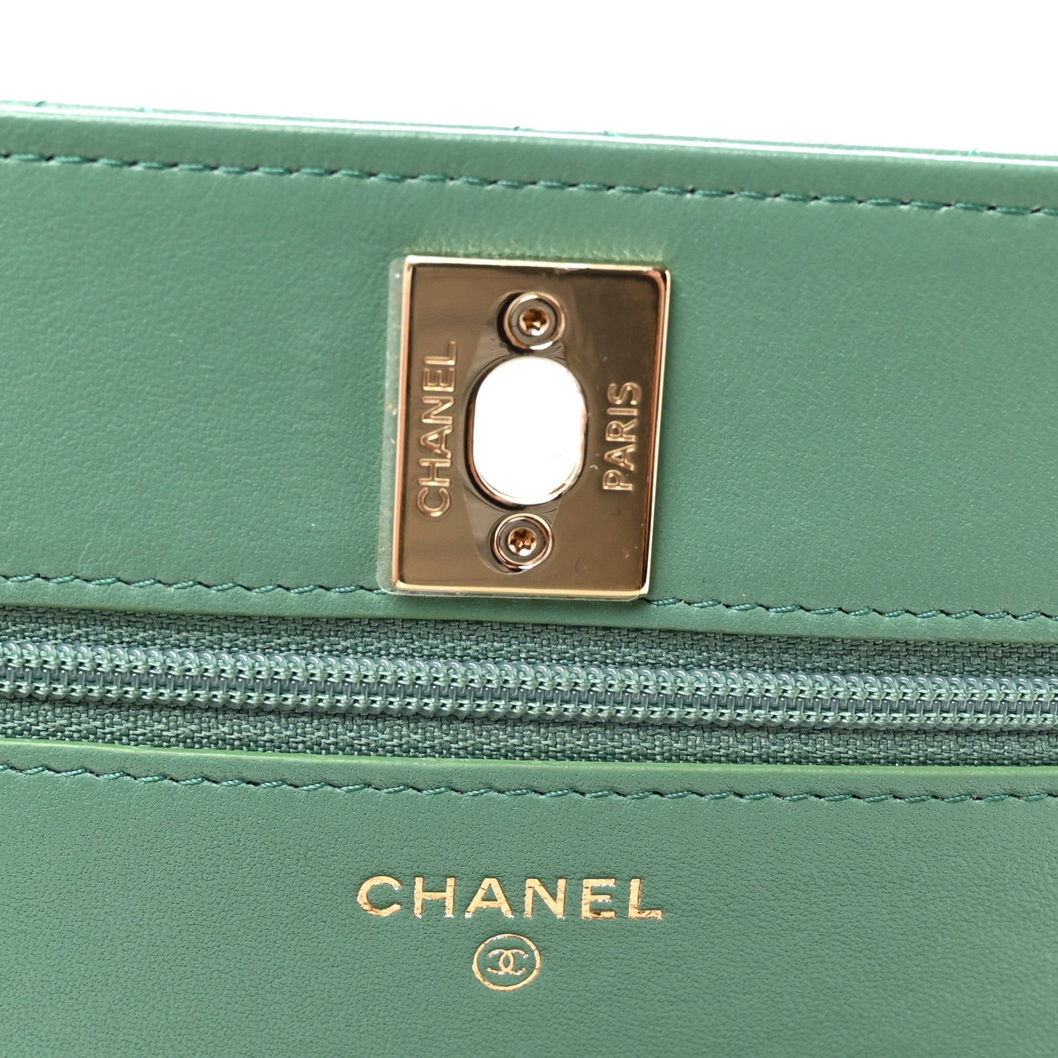 Chanel Lambskin Quilted Trendy CC Wallet On Chain WOC Green 6 of 11