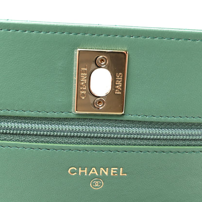 Chanel Lambskin Quilted Trendy CC Wallet On Chain WOC Green 6 of 11