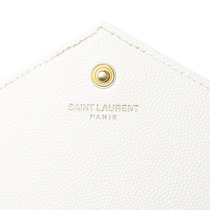 Saint Laurent Grain De Poudre Matelasse Chevron Monogram Chain Wallet Porcellana 8 of 10