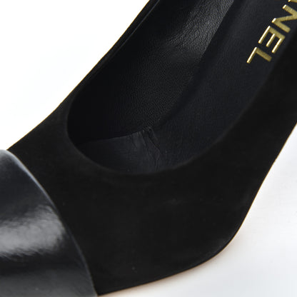 Chanel Suede Cap Toe CC Pumps 38 Black 13 of 18