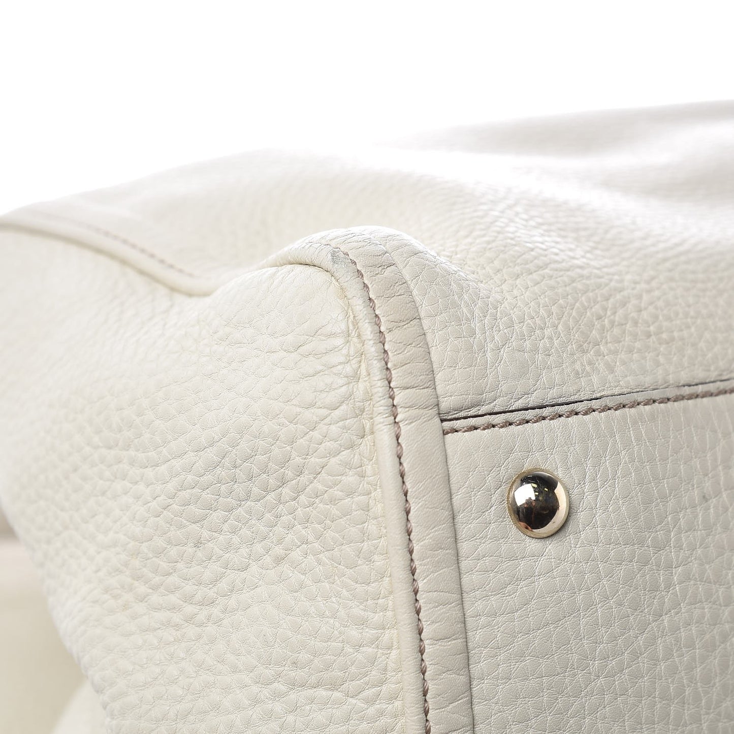 Pebbled Calfskin Medium Soho Shoulder Bag Off White