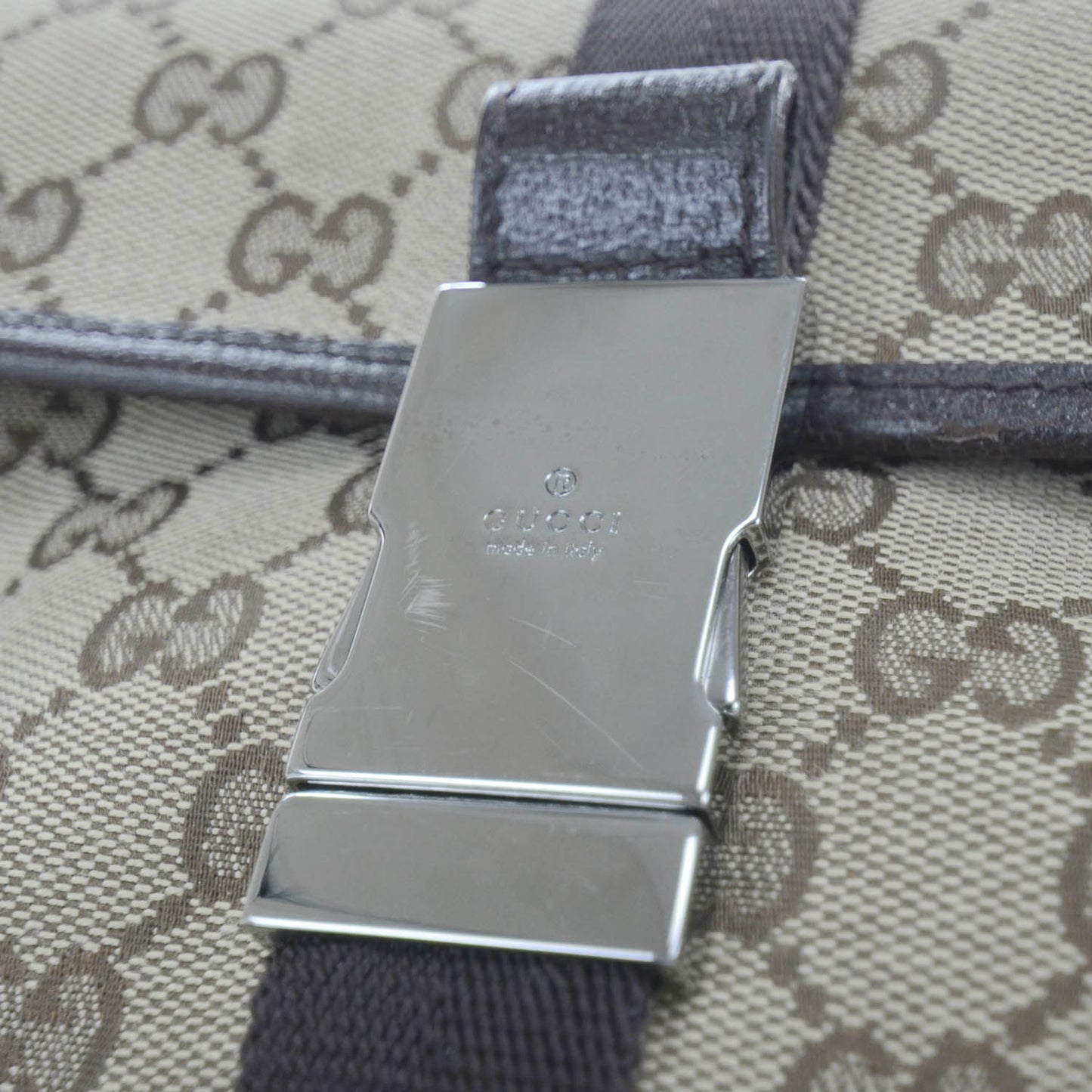 GG Monogram Buckle Belt Bag Dark Brown