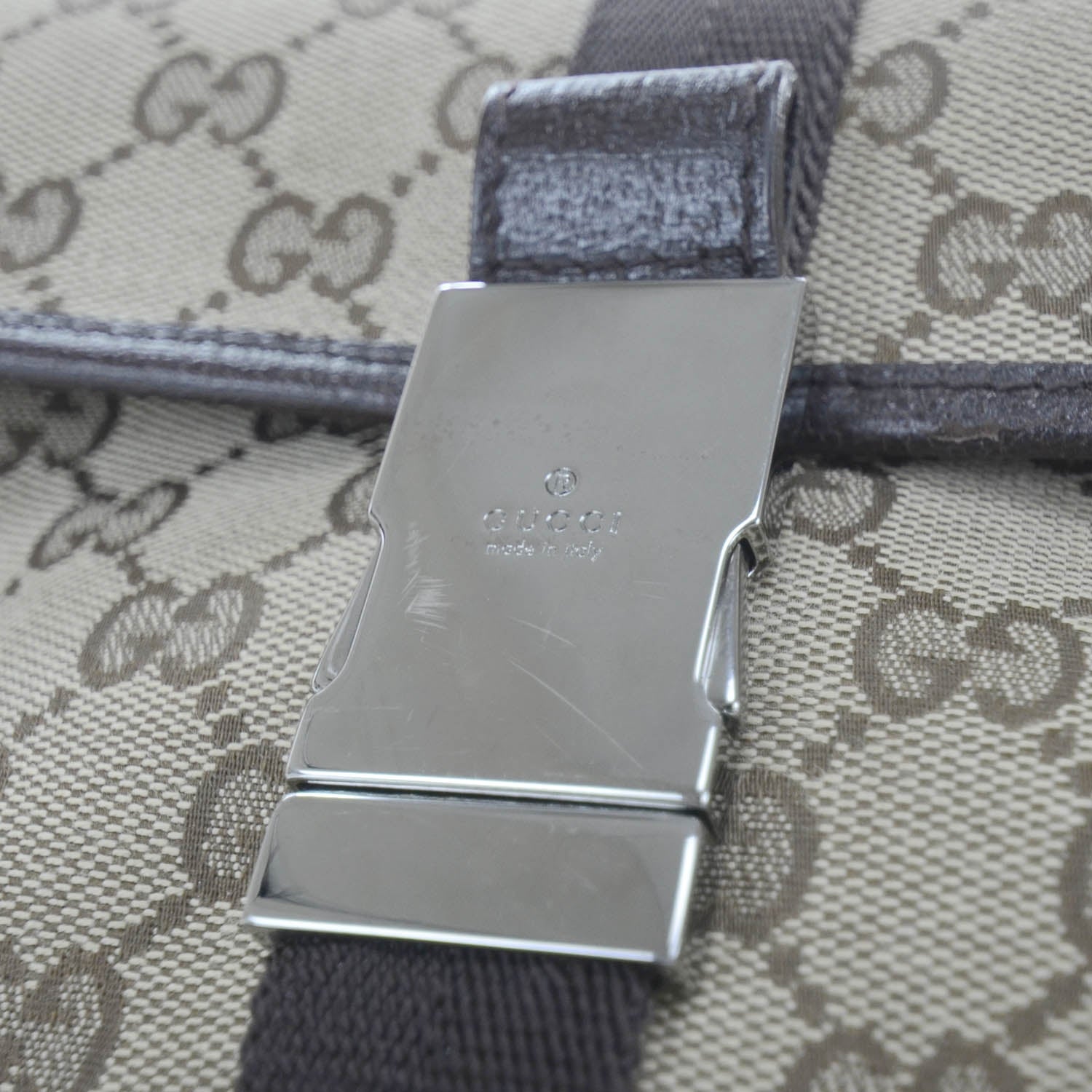 Gucci GG Monogram Buckle Belt Bag Dark Brown 7 of 13