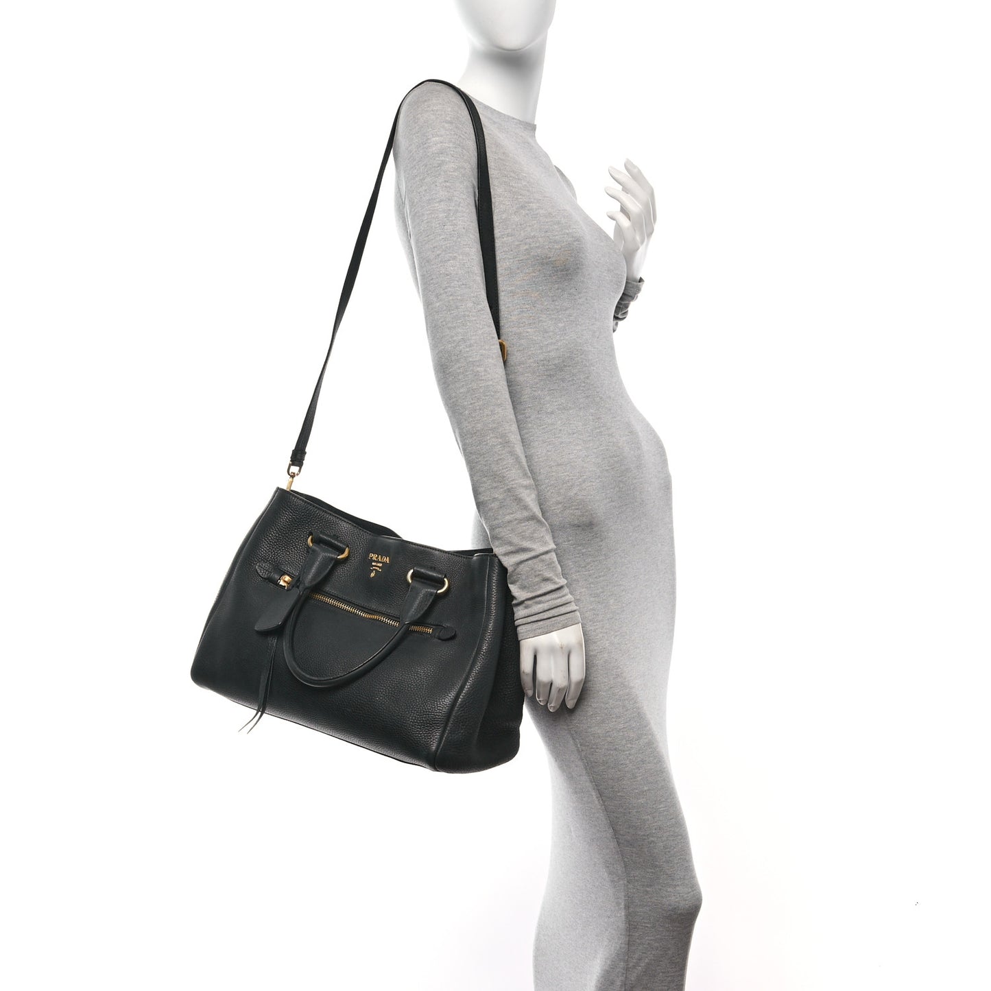 Vitello Daino Shopping Satchel Black